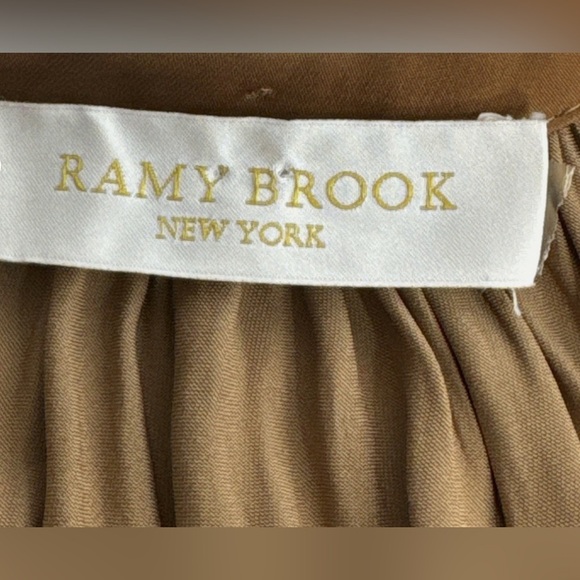 EUC Ramy Brook Smocked Metallic Mini Carmel Gathered Dress. Retail $548 - Picture 4 of 7